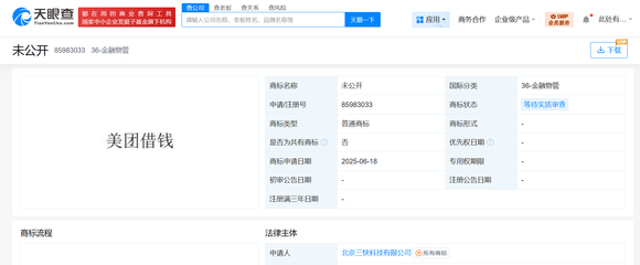 美團拓展金融服務版圖 申請注冊“美團借錢”商標與旅客票務代理業務深化布局